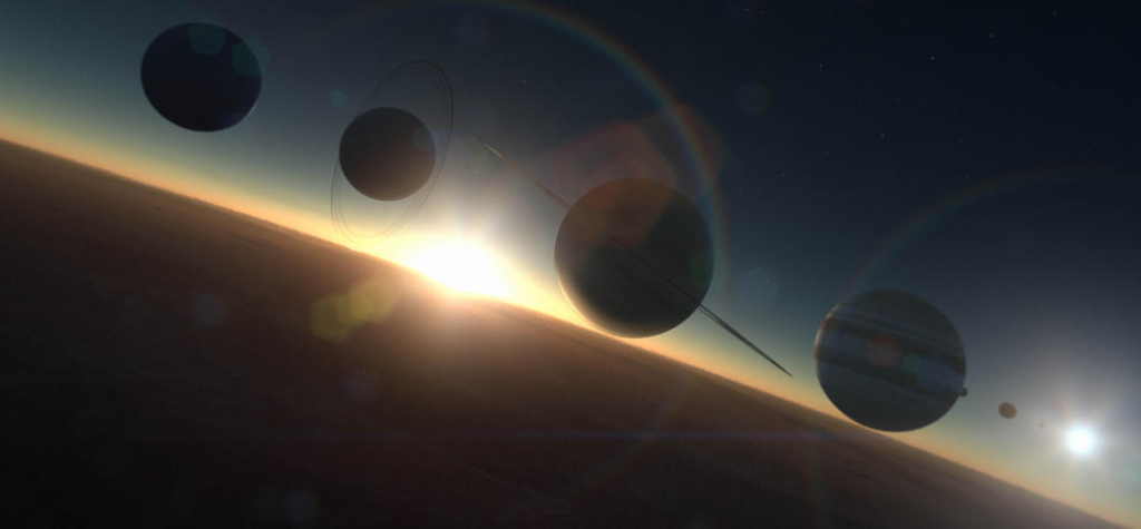 Picture Shows: CGI image of our solar system.